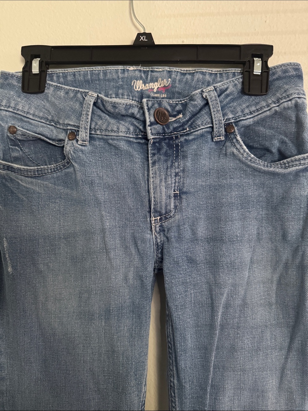 Wrangler Faded Blue distressed Flare Leg Denim Jeans